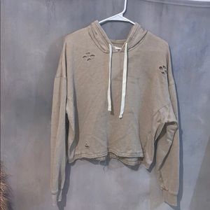 Tan, Ripped Calsie Sweatshirt